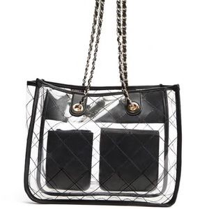 Clear and black shoulder bag